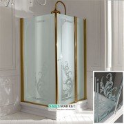 Душовий куточок Kerasan Retro SX лівобічний 80х96 см профіль бронза скло прозоре з декором 9142N3