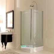 Душовий куточок лівобічний Kerasan Retro SX 80х80 см профіль хром матове скло з декором 9161P0