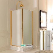 Душовий куточок правобічний Kerasan Retro DX 80х80 см профіль золото прозоре скло 9160T1