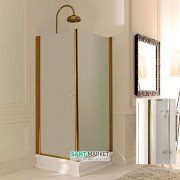 Душовий куточок правобічний Kerasan Retro DX 80х80 см профіль бронза прозоре скло 9160T3