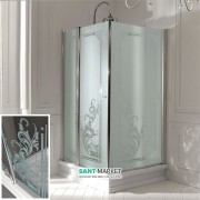 Душовий куточок Kerasan Retro DX 80х96 см двері з боку 80 см профіль хром скло прозоре з декором 9144N0