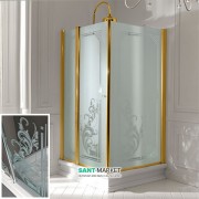 Душовий куточок Kerasan Retro DX 80х96 см двері з боку 80 см профіль золото скло прозоре з декором 9144N1
