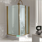 Душовий куточок Kerasan Retro SX 80х96 см двері з боку 80 см профіль бронза скло матове з декором 9143P3