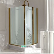 Душовий куточок Kerasan Retro SX 80х96 см двері з боку 80 см профіль бронза прозоре скло 9143T3
