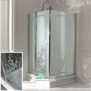 Душовий куточок Kerasan Retro DX 80х96 см двері з боку 80 см профіль хром скло прозоре з декором 9144N0