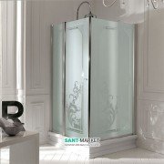 Душовий куточок Kerasan Retro DX 80х96 см двері з боку 80 см профіль хром скло матове з декором 9144P0