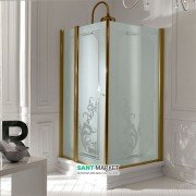 Душовий куточок Kerasan Retro DX 80х96 см двері з боку 80 см профіль бронза скло матове з декором 9144P3
