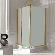 Душовий куточок Kerasan Retro DX 80х96 см двері з боку 80 см профіль золото прозоре скло 9144T1