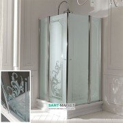 Душовий куточок Kerasan Retro DX / SX 90X90 см профіль хром скло прозоре з декором 9145N0