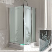 Душовий куточок Kerasan Retro SX 80х96 см двері з боку 80 см профіль хром скло прозоре з декором 9143N0