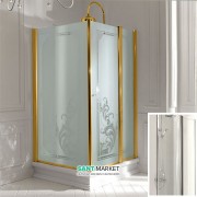 Душовий куточок Kerasan Retro SX 80х96 см двері з боку 80 см профіль золото прозоре скло 9143T1