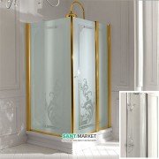 Душовий куточок Kerasan Retro SX лівобічний 80х96 см профіль золото прозоре скло 9142T1