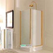 Душовий куточок лівобічний Kerasan Retro SX 80х80 см профіль золото прозоре скло 9161T1