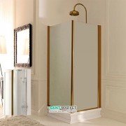 Душовий куточок лівобічний Kerasan Retro SX 80х80 см профіль бронза прозоре скло 9161T3