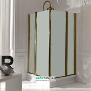 Душовий куточок Kerasan Retro DX / SX 90X90 см профіль бронза матове скло 9145S3