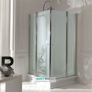 Душевой уголок Kerasan Retro DX/SX 90X90 см профиль хром стекло матовое с декором 9145P0