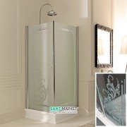 Душовий куточок правобічний Kerasan Retro DX 90X90 см профіль хром скло прозоре з декором 9146N0