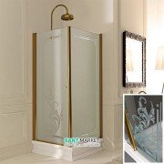 Душовий куточок правобічний Kerasan Retro DX 90X90 см профіль бронза скло прозоре з декором 9146N3