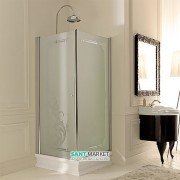 Душовий куточок правобічний Kerasan Retro DX 90X90 см профіль хром скло матове з декором 9146P0