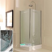 Душевой уголок левосторонний Kerasan Retro SX 90X90 см профиль хром стекло прозрачное с декором 9147N0