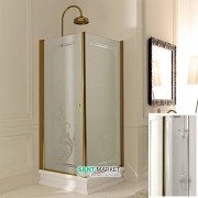 Душовий куточок правобічний Kerasan Retro DX 90X90 см профіль бронза прозоре скло 9146T3