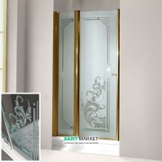 Двері душова правобічна Kerasan Retro DS профіль бронза прозоре скло з декором 9139N3