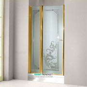 Двері душова правобічна Kerasan Retro DS профіль золото скло матове з декором 9139P1