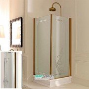 Душовий куточок лівобічний Kerasan Retro SX 90X90 см профіль бронза прозоре скло 9147T3