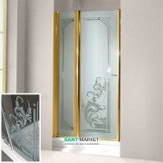 Дверь душевая правосторонняя Kerasan Retro DS профиль золото прозрачное стекло с декором 9139N1