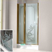 Дверь душевая правосторонняя Kerasan Retro DS профиль бронза прозрачное стекло с декором 9139N3