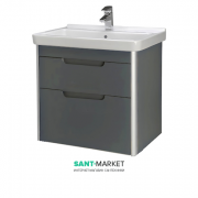 Тумба підвісна з раковиною для ванної Roca Dama-N 60,8х43,4 см сірий антрацит глянець A851047153