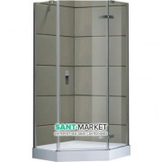 Душова кабіна Eger Stefani 100х100 профіль хром скло прозоре 599-535 (100) / 1 + 599-535 / 3