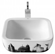 Раковина-чаша для ванной накладная Roca Urban 40х40 см с внешним декором Berlin керамика белая A32765G00U