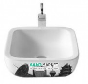 Раковина-чаша для ванной накладная Roca Urban 40х40 см с внешним декором Shanghai керамика белая A32765H00U