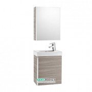 Тумба підвісна з раковиною для ванної Roca Mini 45 см з дзеркальним шафою текстурний сірий A855866156