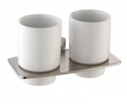 Cтакан для зубних щіток подвійний Kraus Fortis з настінним тримачем сатин KEA-13316BN