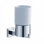 Стакан для зубних щіток Kraus Aura з настінним тримачем кераміка / латунь хром KEA-14404CH
