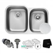 Мийка для кухні асиметрична Kraus Premier Outlast Microshield під стільницю нержавіюча сталь мікродекор KBU24E