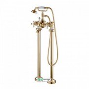 Змішувач двохвентильний Kraus Apollo підлоговий з ручним душем латунь золото KEF-16019G