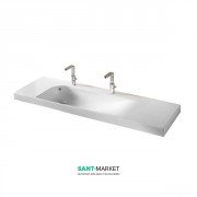 Раковина для ванної підвісна Hatria Grandangolo 150х50 см з двома отворами під змішувач білий YXNV01