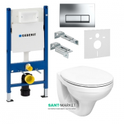 Унитаз Kolo Idol с сидением инсталляцией Geberit Duofix и смывной клавишей Delta 51 M1310002U+458.178.21.1