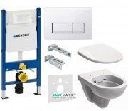 Унитаз Kolo Nova Pro с сидением инсталляцией Geberit Duofix и смывной клавишей Delta 51 M33120000+M30112000+458.178.11.1