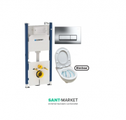 Унитаз подвесной Kolo Nova Pro Rimfree с сидением инсталляцией Geberit Duofix Delta и клавишей смыва Delta 51 M33120000 + M30112000 + 458.126.00.1 +115.105.21.1