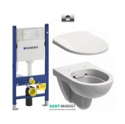 Унітаз підвісний Kolo Nova Pro Rimfree з сидінням інсталяцією Geberit Duofix Delta і клавішею змиву Delta 11 M33120000 + M30112000 + 458.126.00.1 + 115.120.21.1