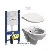 Унитаз подвесной Kolo Nova Pro Rimfree с сидением инсталляцией Geberit Duofix Delta и клавишей смыва Delta 51 M33120000 + M30112000 + 458.126.00.1 +115.105.11.1