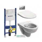 Унитаз подвесной Kolo Nova Pro Rimfree с сидением инсталляцией Geberit Duofix Delta и клавишей смыва Delta 50 M33120000 + M30112000 + 458.126.00.1 + 115.135.46.1
