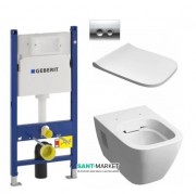 Унитаз подвесной Kolo Modo Rimfree с сидением инсталляцией Geberit Duofix Delta и клавишей смыва Delta 21 L33120000 + L30112000 + 458.126.00.1 + 115.125.21.1