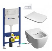 Унітаз підвісний Kolo Modo Rimfree з сидінням інсталяцією Geberit Duofix Delta і клавішею змиву Delta 51 L33120000 + L30115000 + 458.126.00.1 + 115.105.11.1