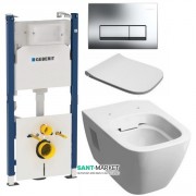 Унитаз подвесной Kolo Modo Rimfree с сидением инсталляцией Geberit Duofix Delta и клавишей смыва Delta 51 L33120000 + L30115000 + 458.126.00.1 + 115.105.21.1