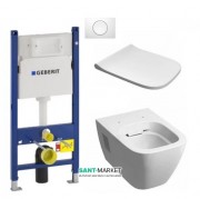 Унітаз підвісний Kolo Modo Rimfree з сидінням інсталяцією Geberit Duofix Delta і клавішею змиву Delta 11 L33120000 + L30115000 + 458.126.00.1 + 115.120.11.1